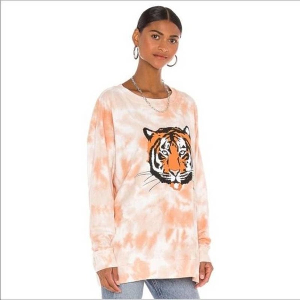 Wildfox Orange Tie-Dye Tiger Sweatshirt